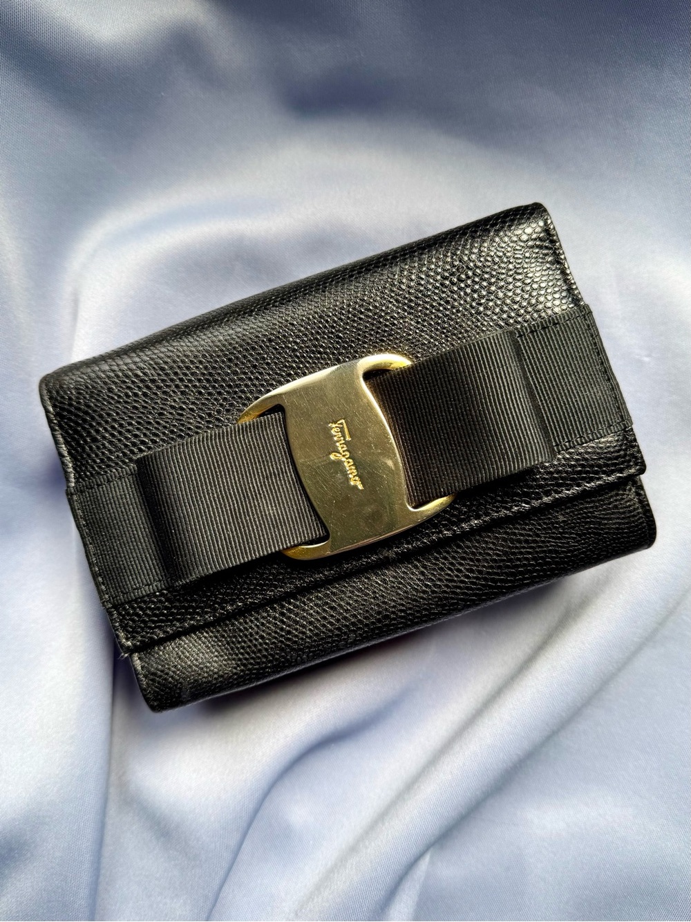 Salvatore Ferragamo Vintage Vara Bow Kisslock Mini Evening Bag, Black